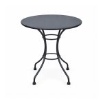 YMX-W-107 Outdoor Black Round Curved-Leg Bistro Table front view