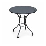 YMX-W-107 Outdoor Black Round Curved-Leg Bistro Table left 45 view