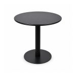 YMX-W-114 Outdoor Black Round Disc-Base Bistro Table front view