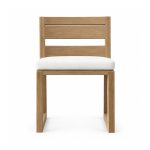 YMX-W-120 Outdoor Wood-Look Slat-Back Cushioned Armchair front view