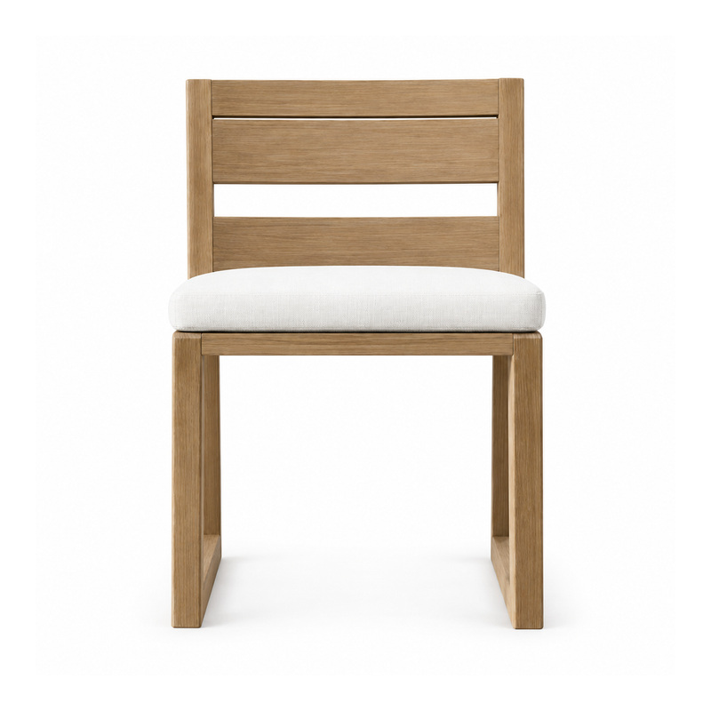 YMX-W-120 Outdoor Wood-Look Slat-Back Cushioned Armchair
