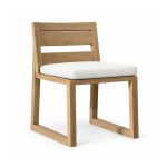YMX-W-120 Outdoor Wood-Look Slat-Back Cushioned Armchair left 45 view