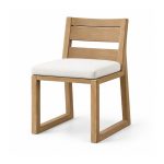 YMX-W-120 Outdoor Wood-Look Slat-Back Cushioned Armchair right 45 view