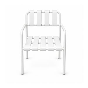YMX-W-122 Outdoor White Slatted Armchair front view