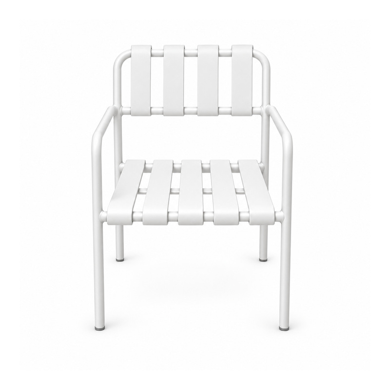 YMX-W-122 Outdoor White Slatted Armchair