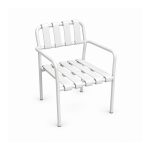 YMX-W-122 Outdoor White Slatted Armchair left 45 view