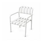 YMX-W-122 Outdoor White Slatted Armchair right 45 view